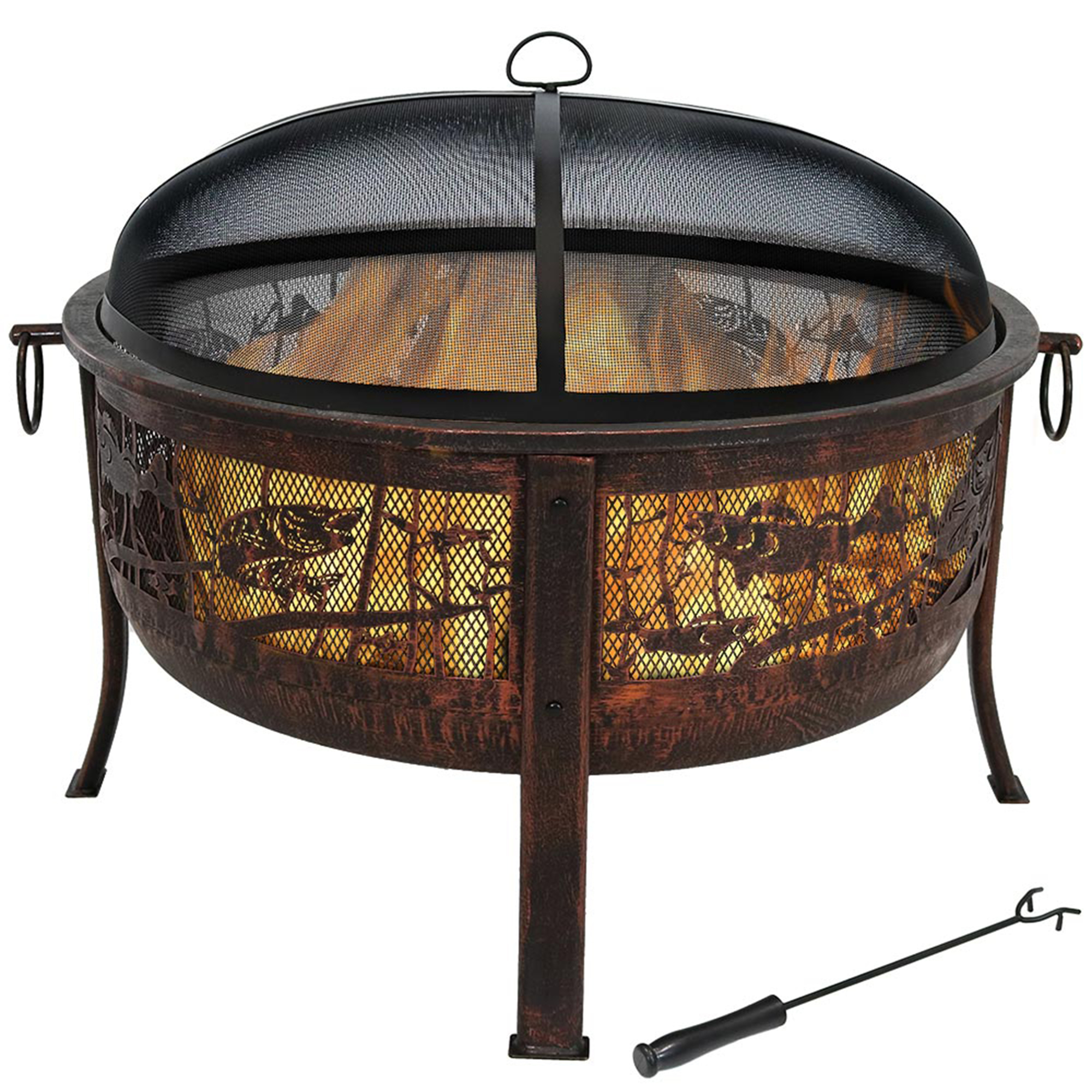 Sunnydaze Decor, Northwoods Fishing Fire Pit - 30in., Diameter 34 in, Material Steel, Model# KF-NFFP31